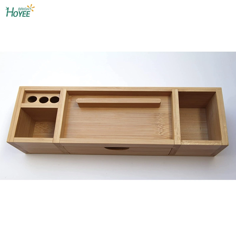 Bamboo Wood Desk Organizer with File Organizer for Office Supplies Storage