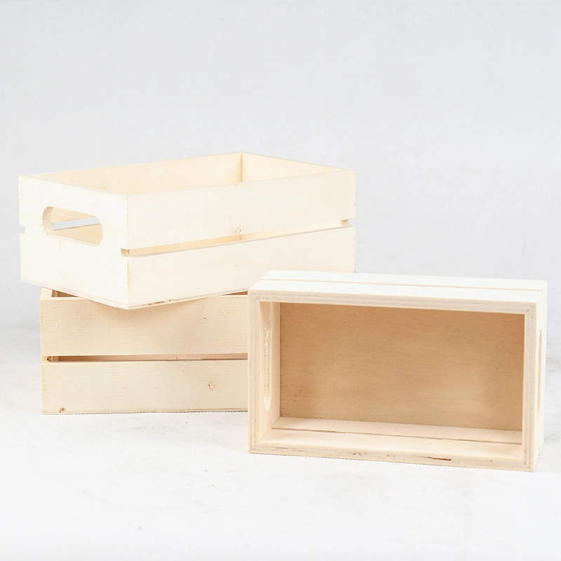 Wood Crates with Handles Wooden Nesting Serving Trays