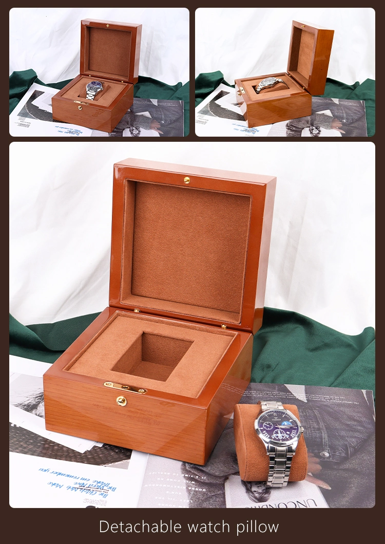 Newest Style Factory Wholesale Custom Logo Brown Green Metal Button Wooden Velvet Watch Display Storage Box