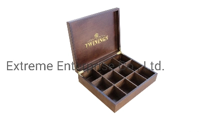 Handmade Twinings Dark Wood Tea Gift Packaging Box, Wooden Tea Bags Storage Box and Organizer, Crafted Wooden Tea Gift Packagin and Chest Boxes