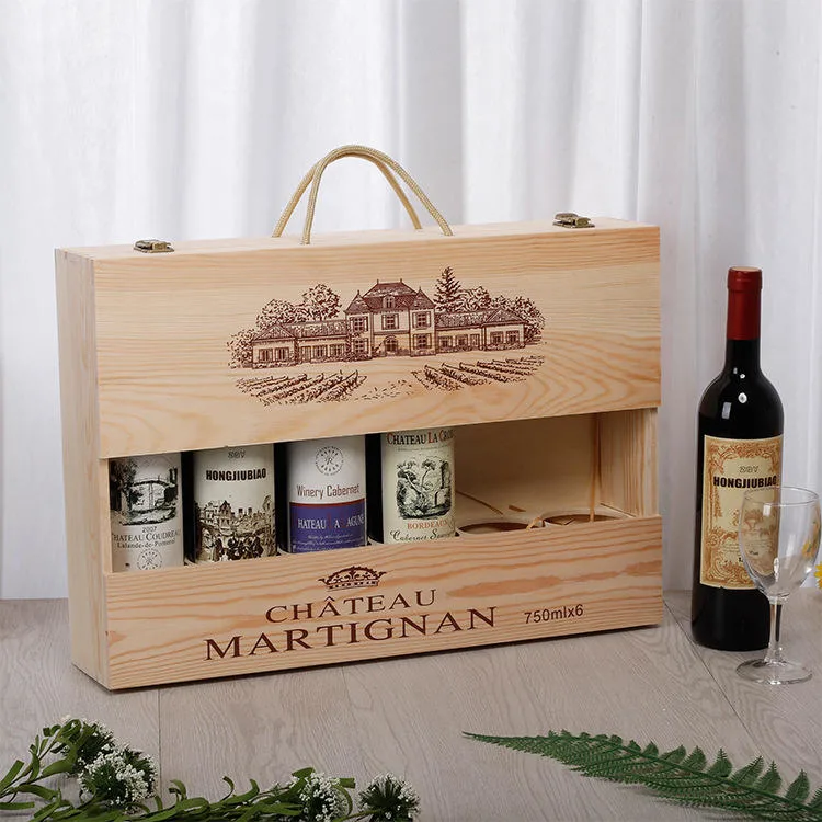 Factory Price Custom Wooden/Wood Wine Box for 6 Bottles Packing/Storage/Packaging